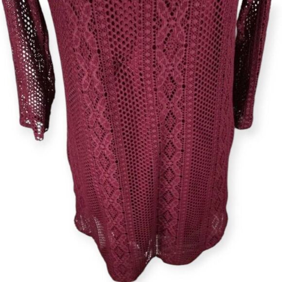 CITY TRIANGLES BURGUNDY CROCHET BOHO-INSPIRED SHIFT DRESS SZ.L EUC. - Picture 3 of 8